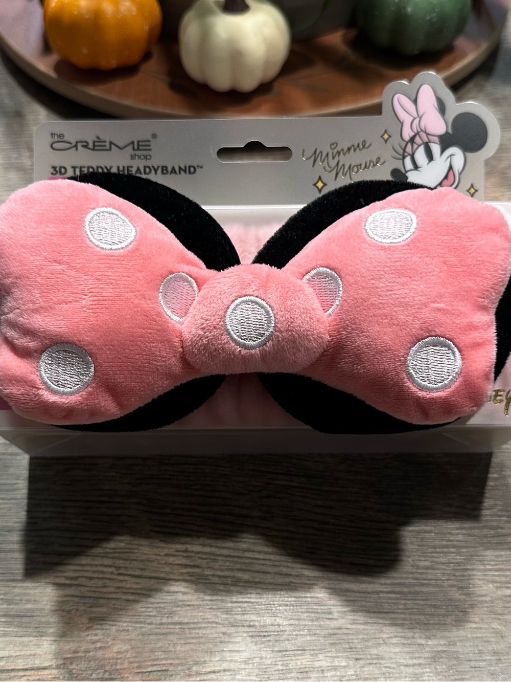 The Crème Shop Minnie Mouse Disney Plush Teddy Spa Headband Pink Bow *New*